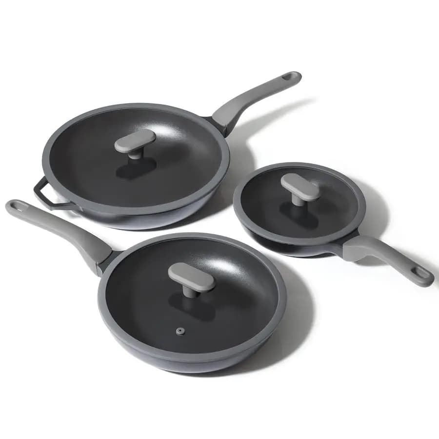 Set of 8 Cover-resistant pans, Compatible with Induction, Thermal Insulating Handle, Fully Fitted, Dishwasher Washable, PFOA-Free