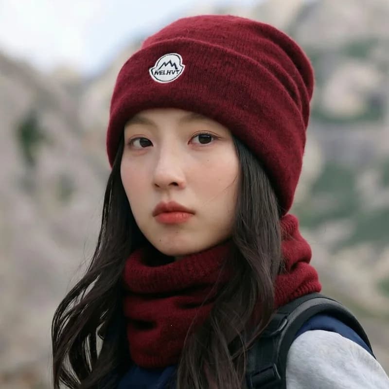 2pcs Set Winter Knitted Hat And Scarf For Women Men Keep Warm Suit Outdoor Beanies Cold Cap Gift