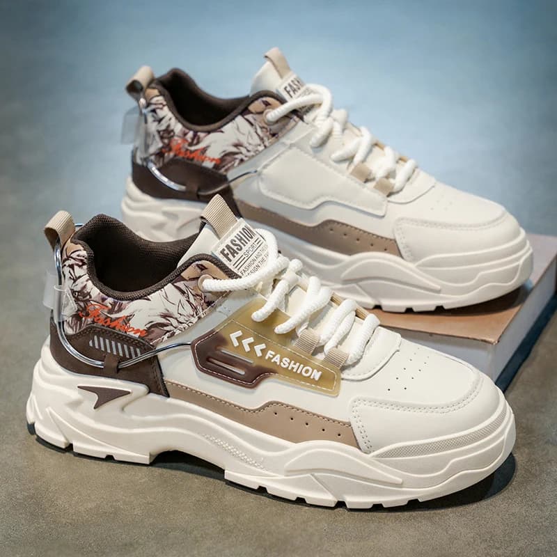 Men's Leather Surface Breathable Casual Sports Shoes Thick Bottom Heightening Anti-slip Workwear Desert Boots Spring Autumn