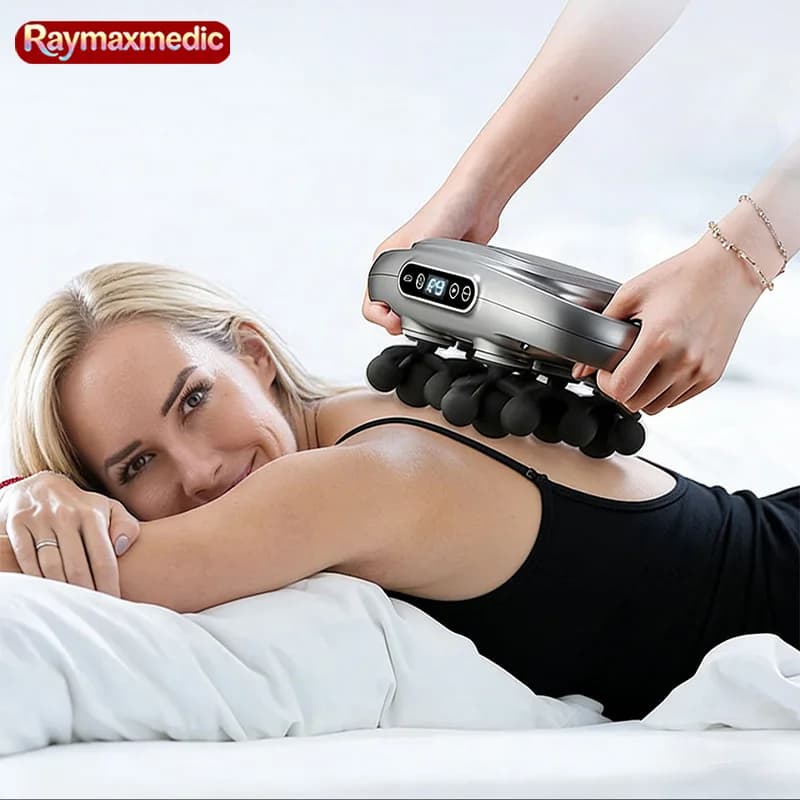 Raymax Electric Muscular Massage Set at 22 Textile Heads Deep, for Back, Spalle, Legs and Feet