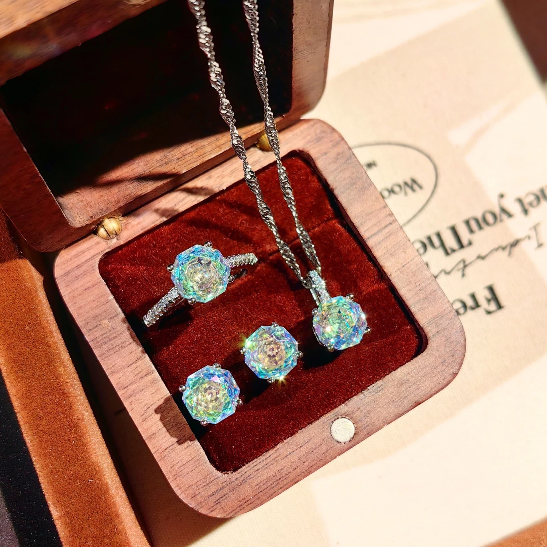 Light Luxury 925 Sterling Silver Retro Romantic Exquisite Design Sense Rose Cut High Carbon Diamond Colorful Women's Jewelry Set