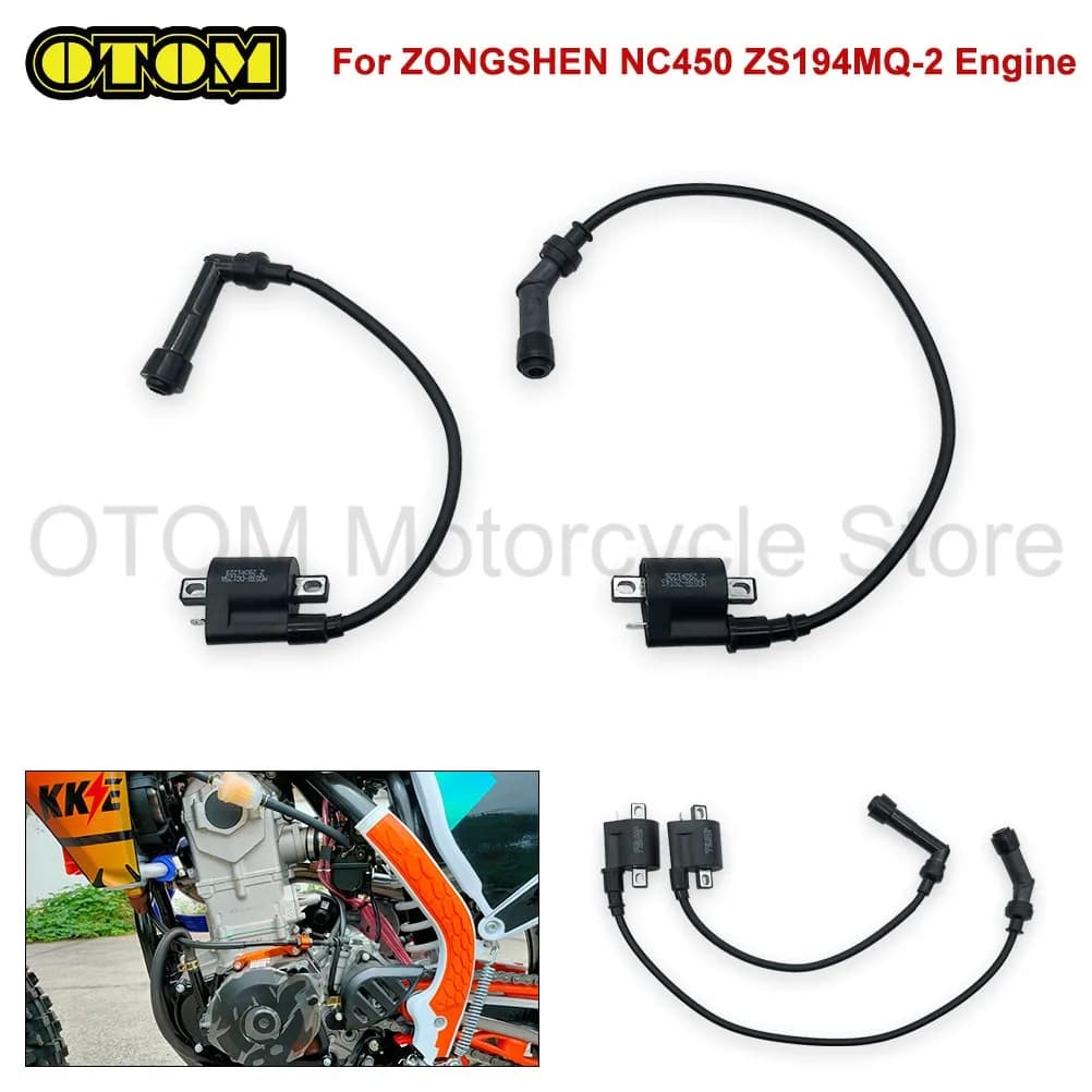 Bobina di accensione per motore ZONGSHEN NC450 ZS194MQ-2, bobina per motore moto, cappuccio bobina, bobine standard per testa cilindro inclinata, Pit Bike