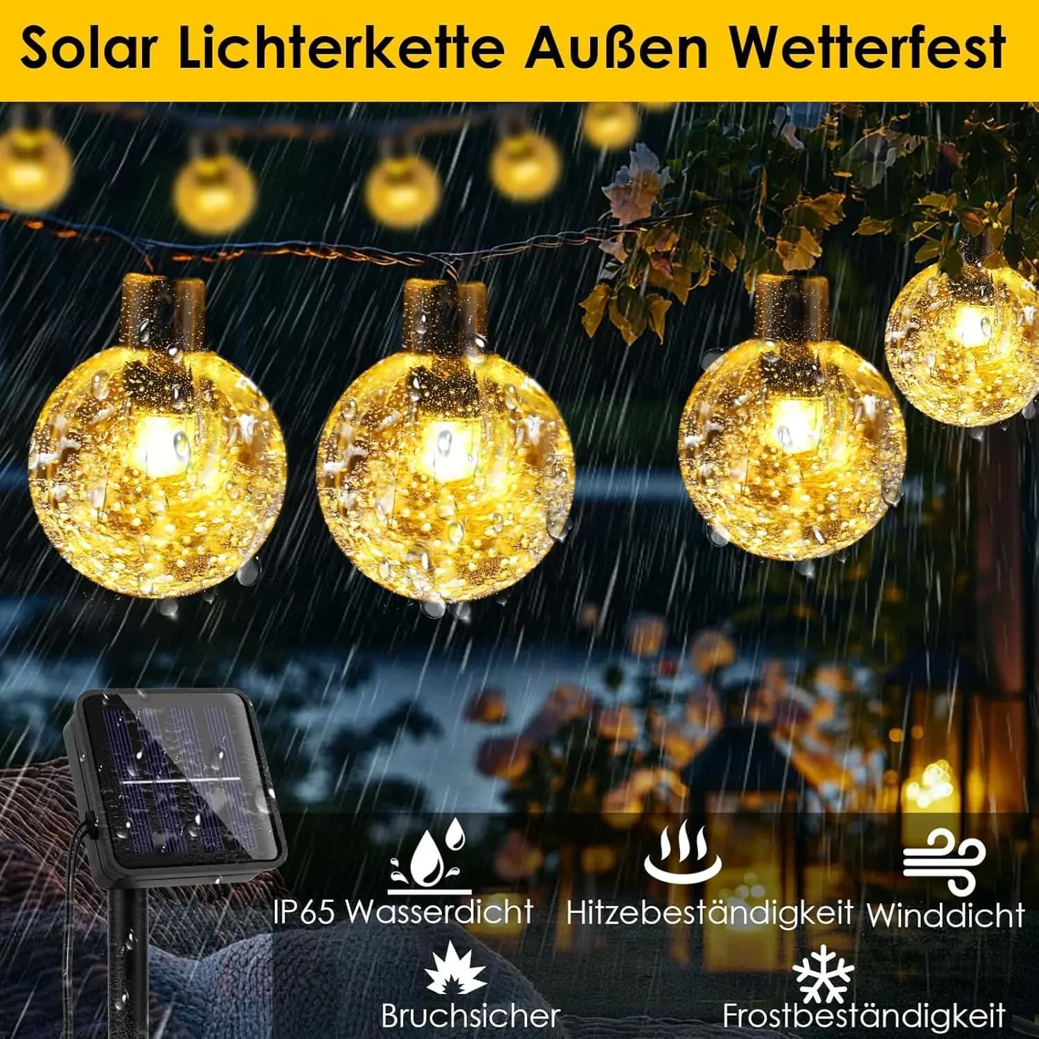 Lucine solari per esterni resistenti alle intemperie, lucine a sfera di cristallo Decorazione da giardino per feste di matrimonio per balconi impermeabili per esterni