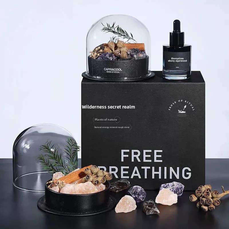 Flameless Aromatherapy Diffuser Stone Gift Set with Crystal Stones – Elegant Style and Long-Lasting Fragrance