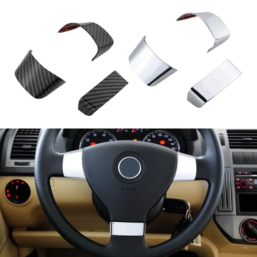 3 pieces steering wheel decoration auto cover trim adhesive suitable for Volkswagen VW Golf 5 MK5 Passat B6 Jetta Tiguan 2007- 2011