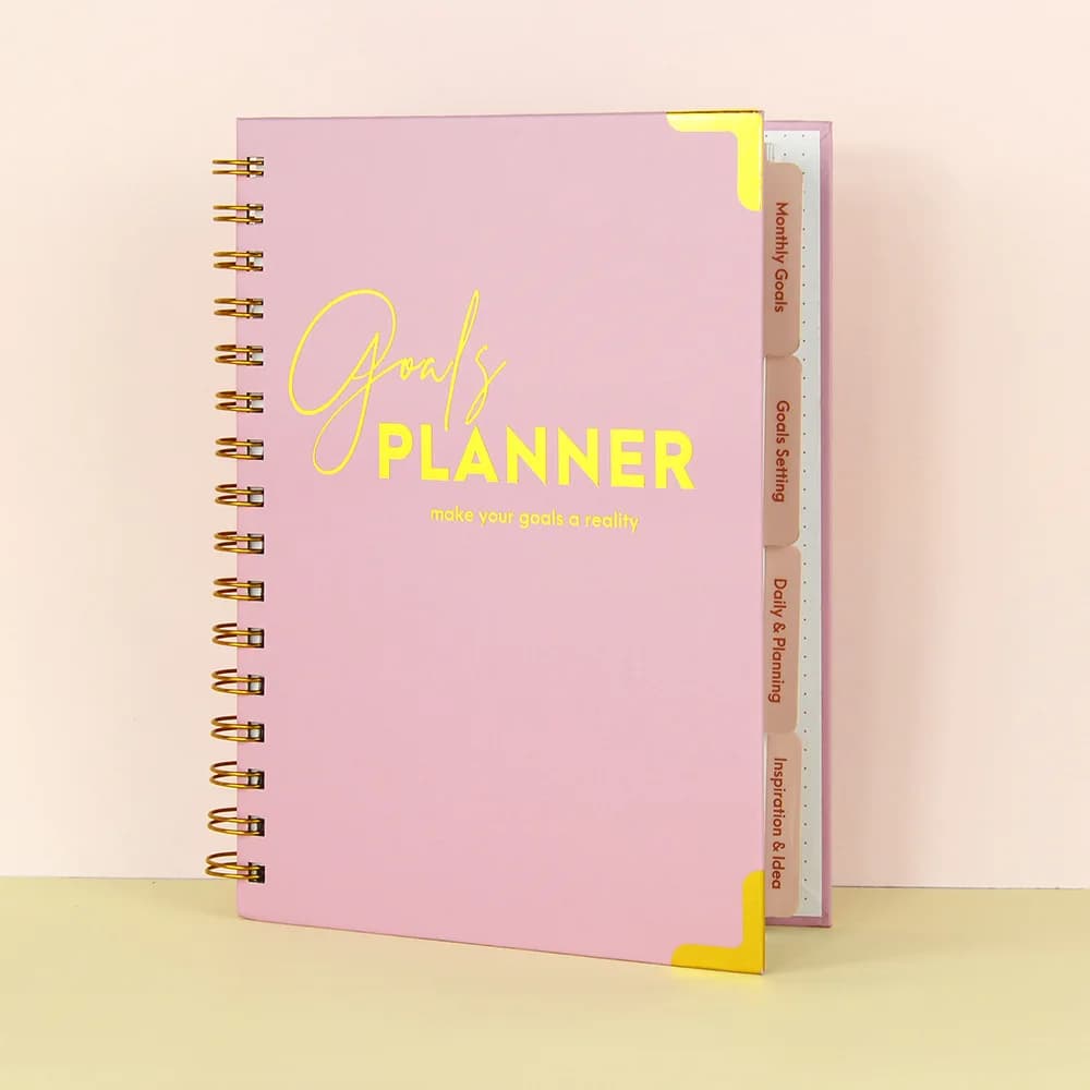 Agenda 2026 Semplice e di Tendenza: Quaderno Planner con Spirale, Versione Inglese della Pianificazione Settimanale e degli Obiettivi