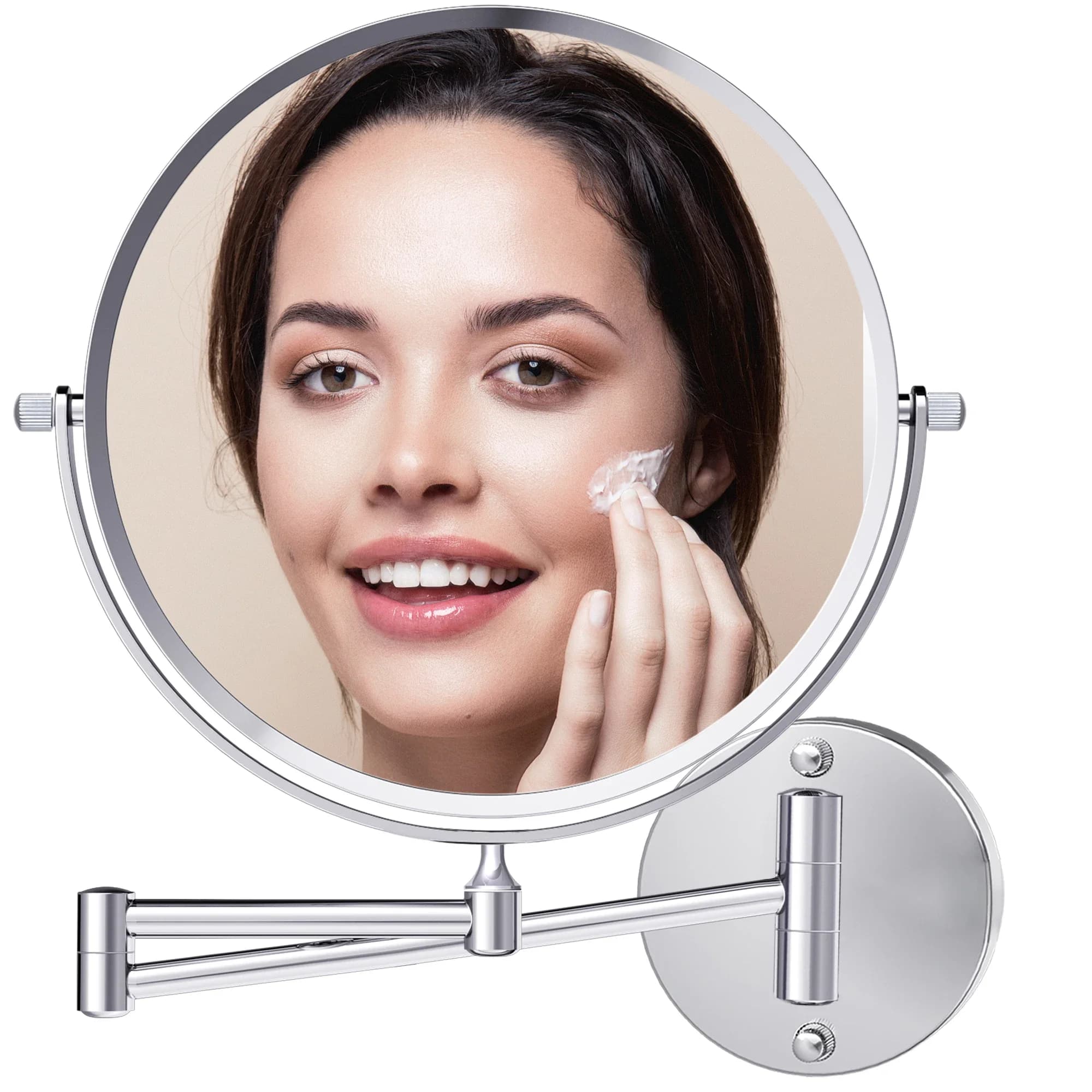 Tushengtu Specchio per trucco da parete girevole a 360° da 8 pollici Ingrandimento 10x Specchio da bagno cosmetico bifacciale da barba