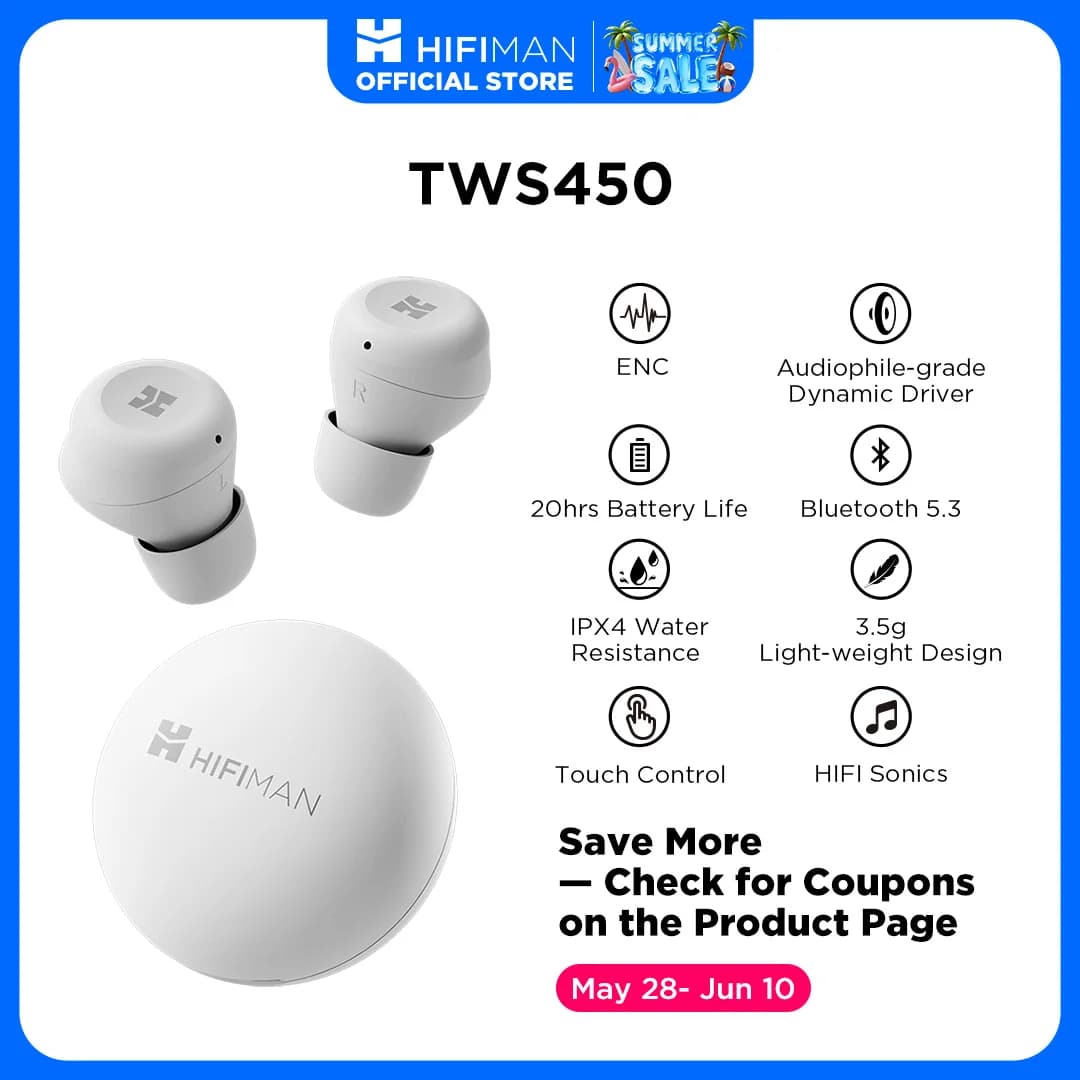 Cuffie stereo True Wireless HIFIMAN TWS450 con cancellazione del rumore ambientale e driver dinamico di livello audiofilo