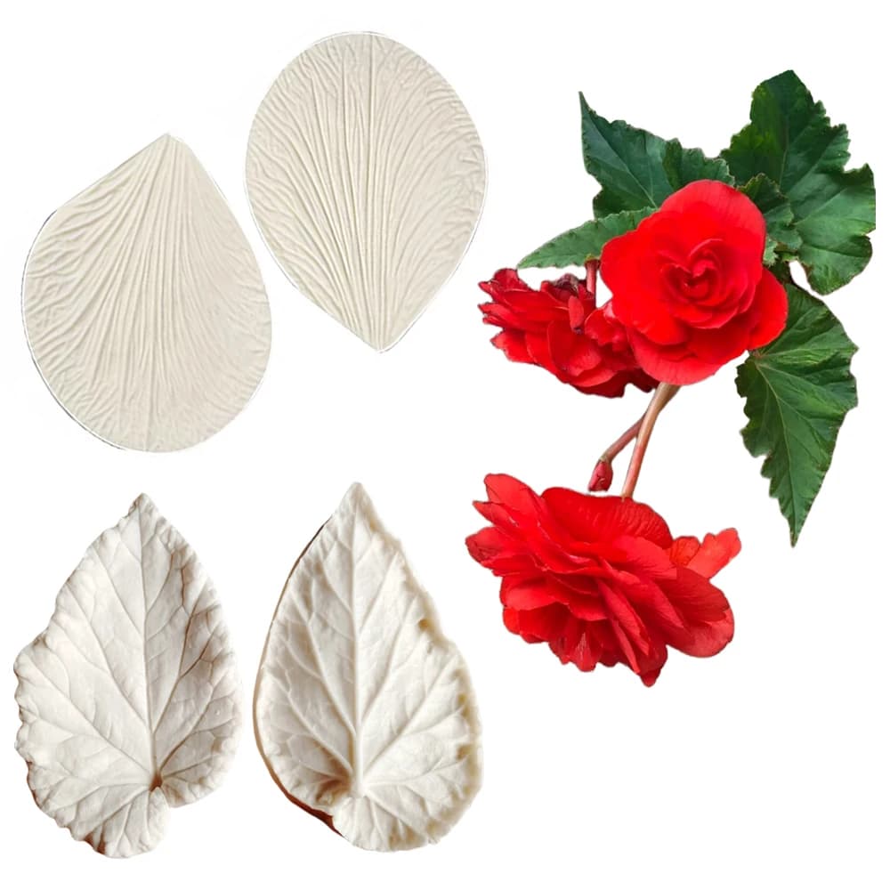 Begonia Tuberous Veiner Stampi in silicone Foglie Stampo Fatto a mano Fondente Zucchero Mestiere Arte Porcellana fredda Argilla polimerica Bakeware Forma