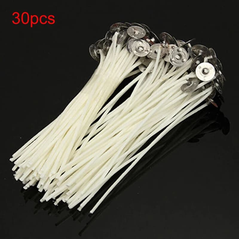 30 pezzi stoppini per candele nucleo in cotone cera senza fumo nucleo in puro cotone pre cerato con sostenitori per realizzare candele fai da te 30x10 cm