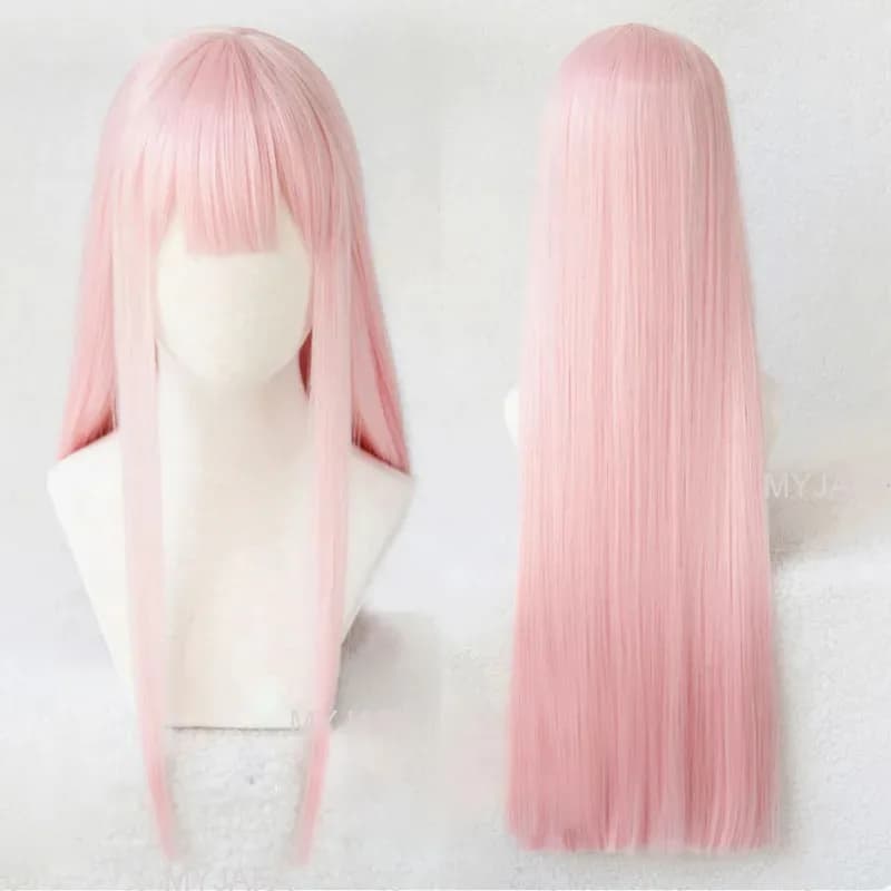 ABC123Anime DARLING in the FRANXX 02 Zero Two Parrucche Parrucca cosplay Perucas per capelli sintetici rosa lunghi 100 cm + x;3, f'6, h.7;j