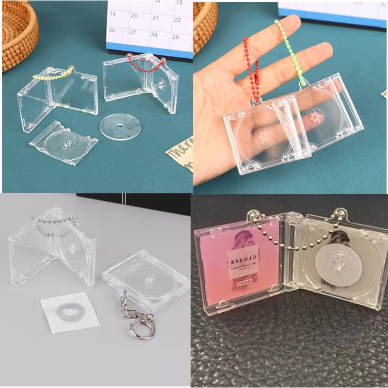 1PC Mini Plastic CD Disc Case Blank Album Key Chain Peripheral Commemorative Key Holder For DIY Backpack Pendant