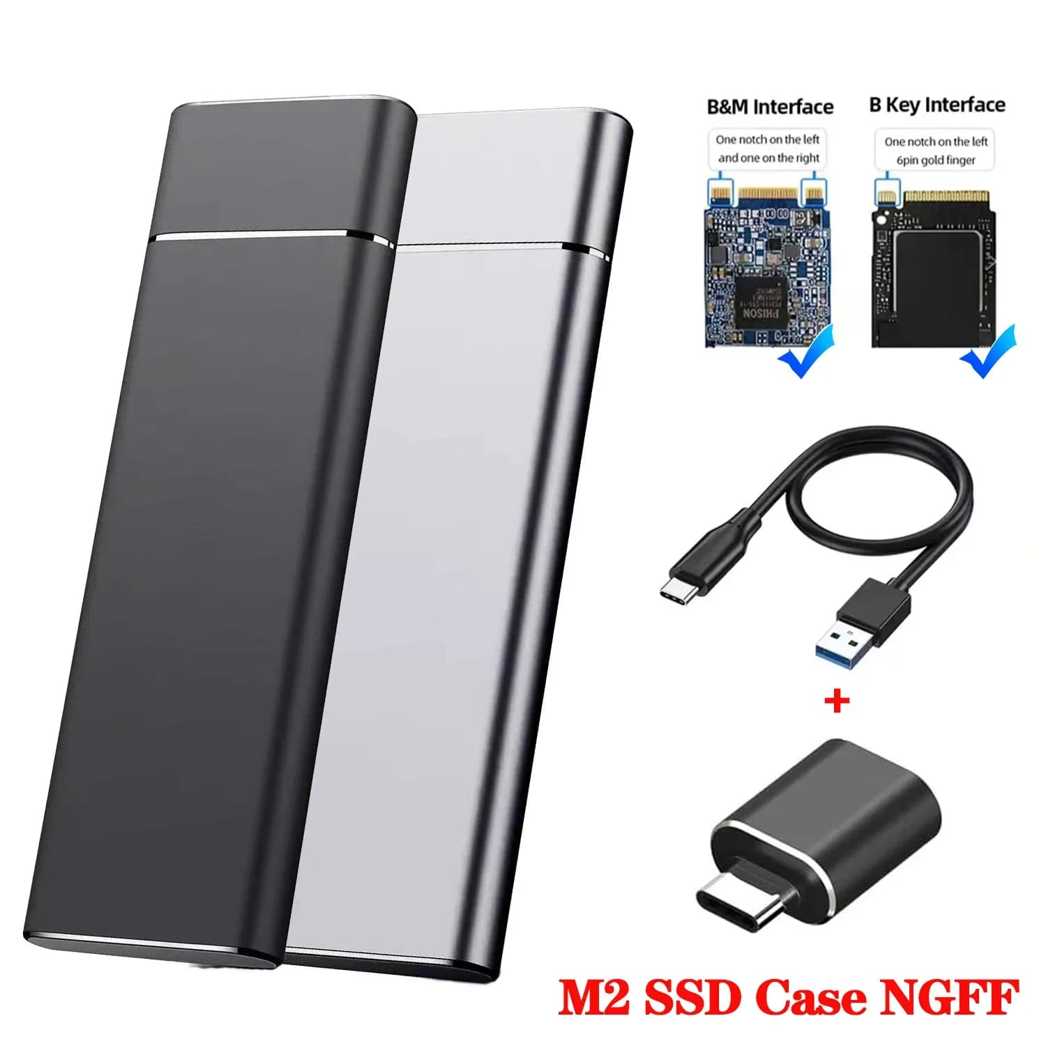 Custodia SSD M.2 NGFF Scatola per disco rigido a stato solido M2 Custodie per disco rigido SSD SATA Custodia esterna per custodia SSD M.2 2230/2242/2260/2280