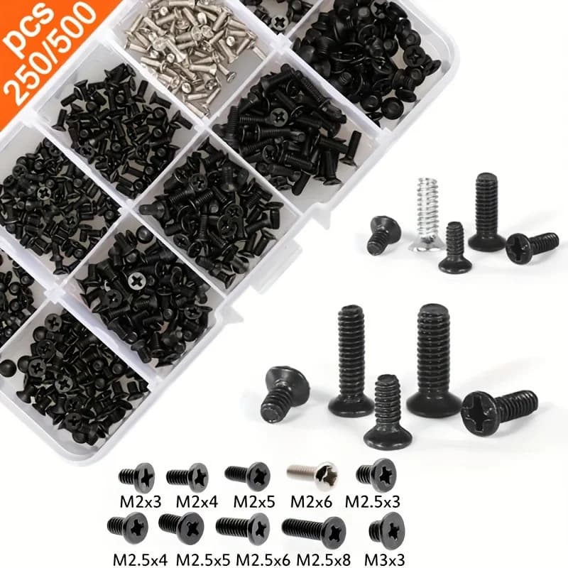 Set di viti M2 M2.5 M3 da 500 pezzi, kit di viti per laptop per riparazione elettronica del computer