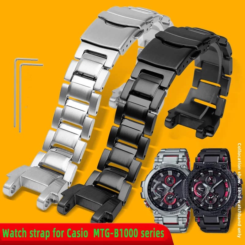 Cinturino per cinturino in acciaio inossidabile per accessori per bracciale con cinturino in metallo nero opaco Casio MTG-B1000 da uomo