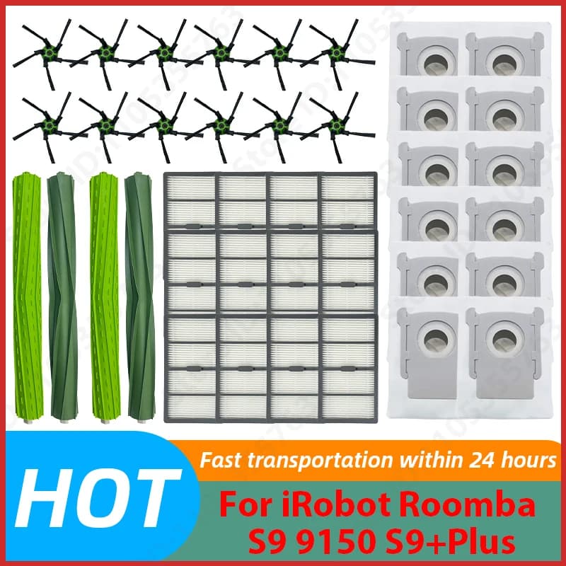 For iRobot Roomba S9 9150 S9+Plus robot vacuum cleaner Spare Parts Main roller side brush Hepa filter dust bag Accessories