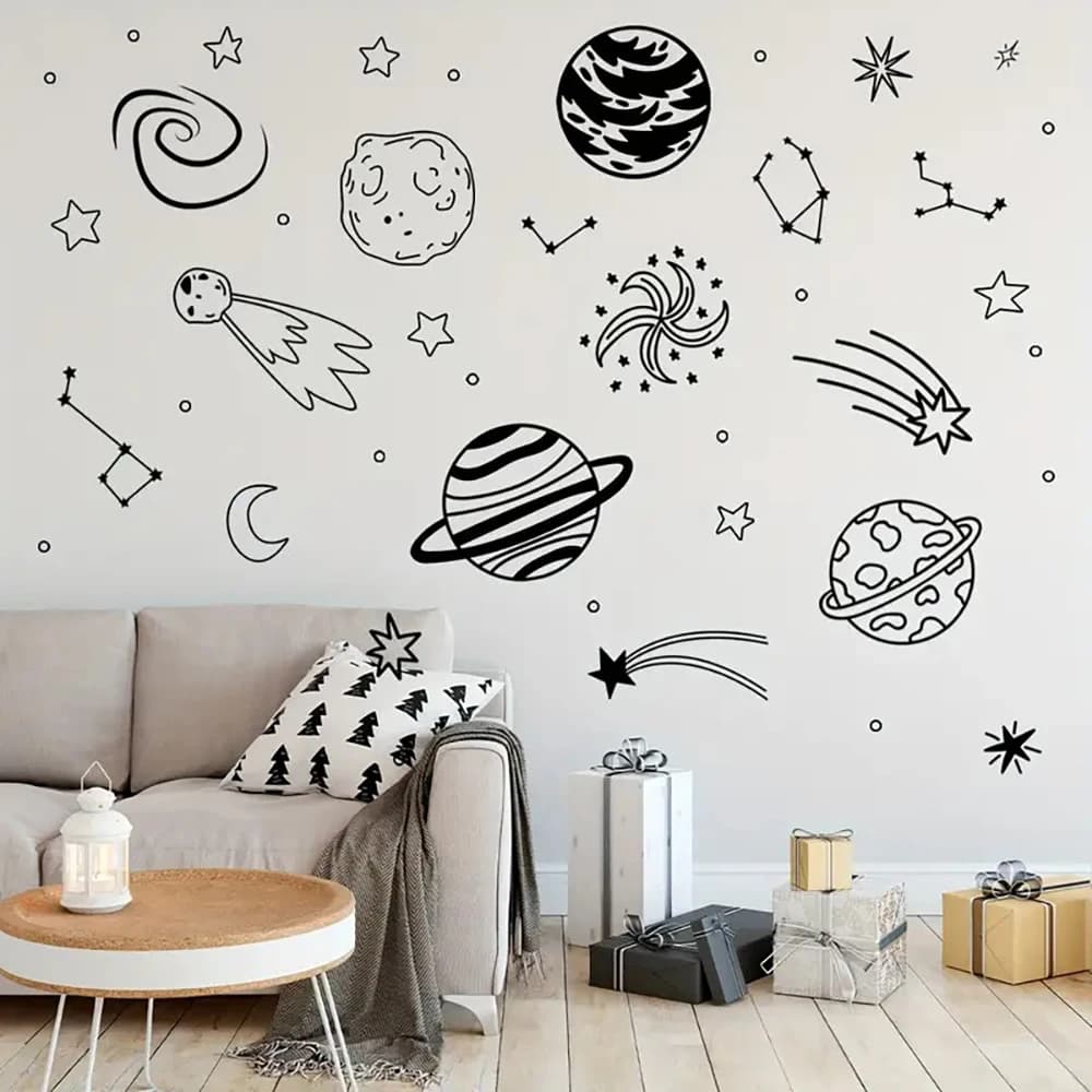 Grande meteorologico spazio pianta a tema adesivi murali decalcomanie costellazione per l'arredamento della sala giochi della camera da letto