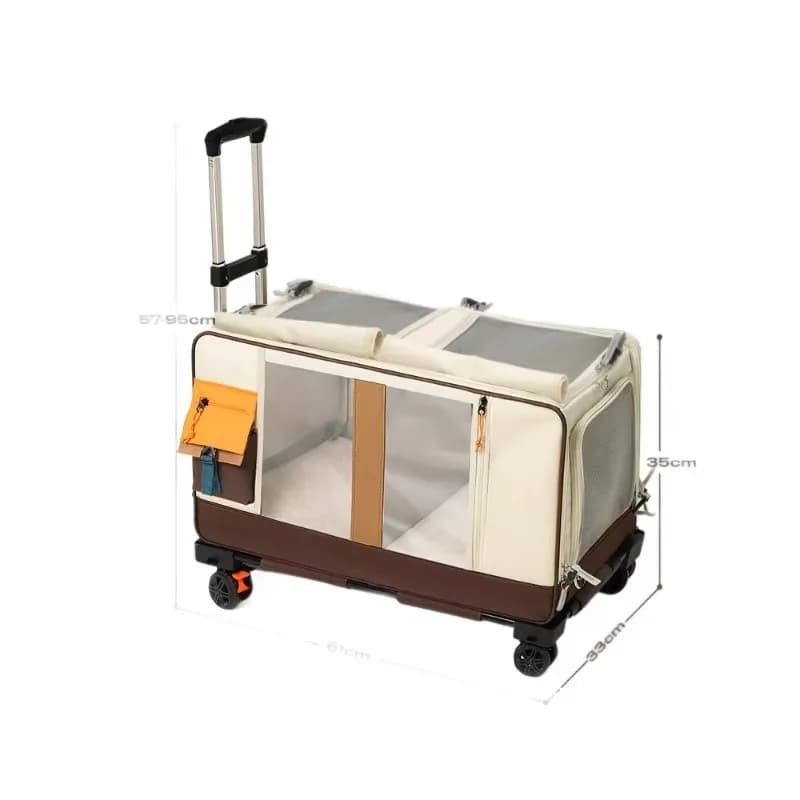 Borsa da Trasporto per Animali Domestici 2-in-1 Portatile con Ruote, Zaino Pieghevole per Gatti, Borsa da Viaggio Multifunzionale per Animali