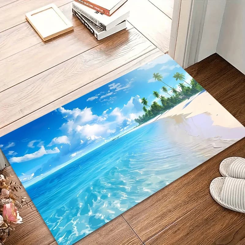 Tappetino e Tappeti da Spiaggia Tropicale Lavabili per Soggiorno, Ingresso e Cucina, Tappetino per Animali Domestici, Decorazione per la Casa, Alfombra