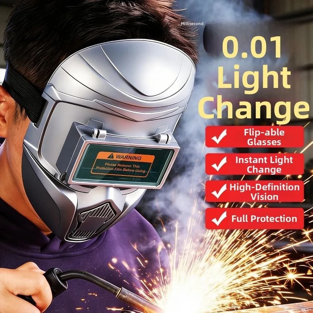 Auto-Darkening Welding Helmet Flip-Up Design Large Viewing Area Welding Mask 0.01ms True Color Lens Face Cover Welder Shield