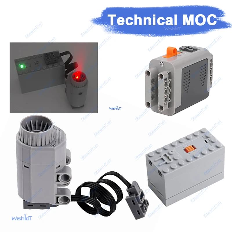Nuovo Motore Elettrico MOC con Funzione Spray e Fumo, Parti di Scarico Simulate, Blocchi da Costruzione, Modello Auto PF, Parti Tecniche, Motore con Funzioni di Alimentazione