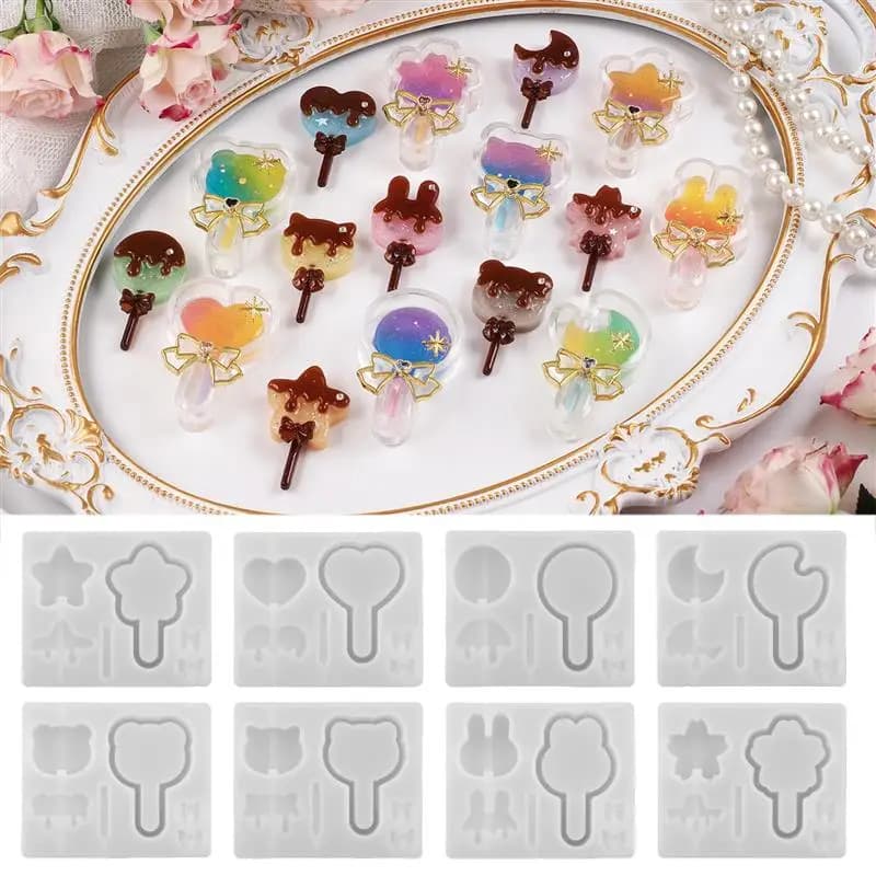 Quicksand Lollipop Epoxy Resin Silicone Molds Casting Molds Heart Rabbit Shape Mold DIY Jewelry Making Decoration Craft