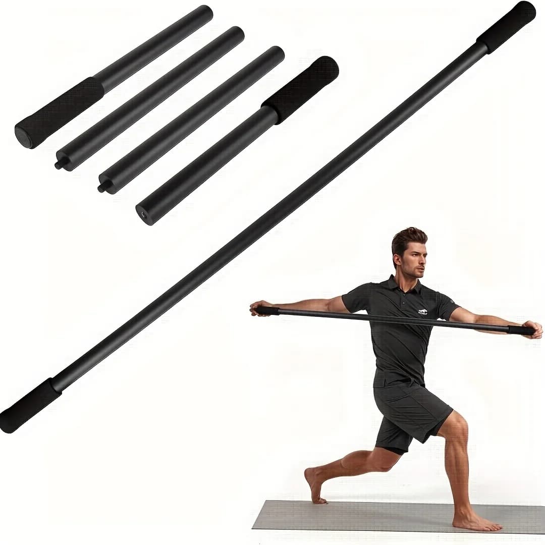 Detachable Yoga Stick Adjustable Length Pilates Posture Correction Bar Portable Fitness Stretch Pole for Yoga Pilates Training
