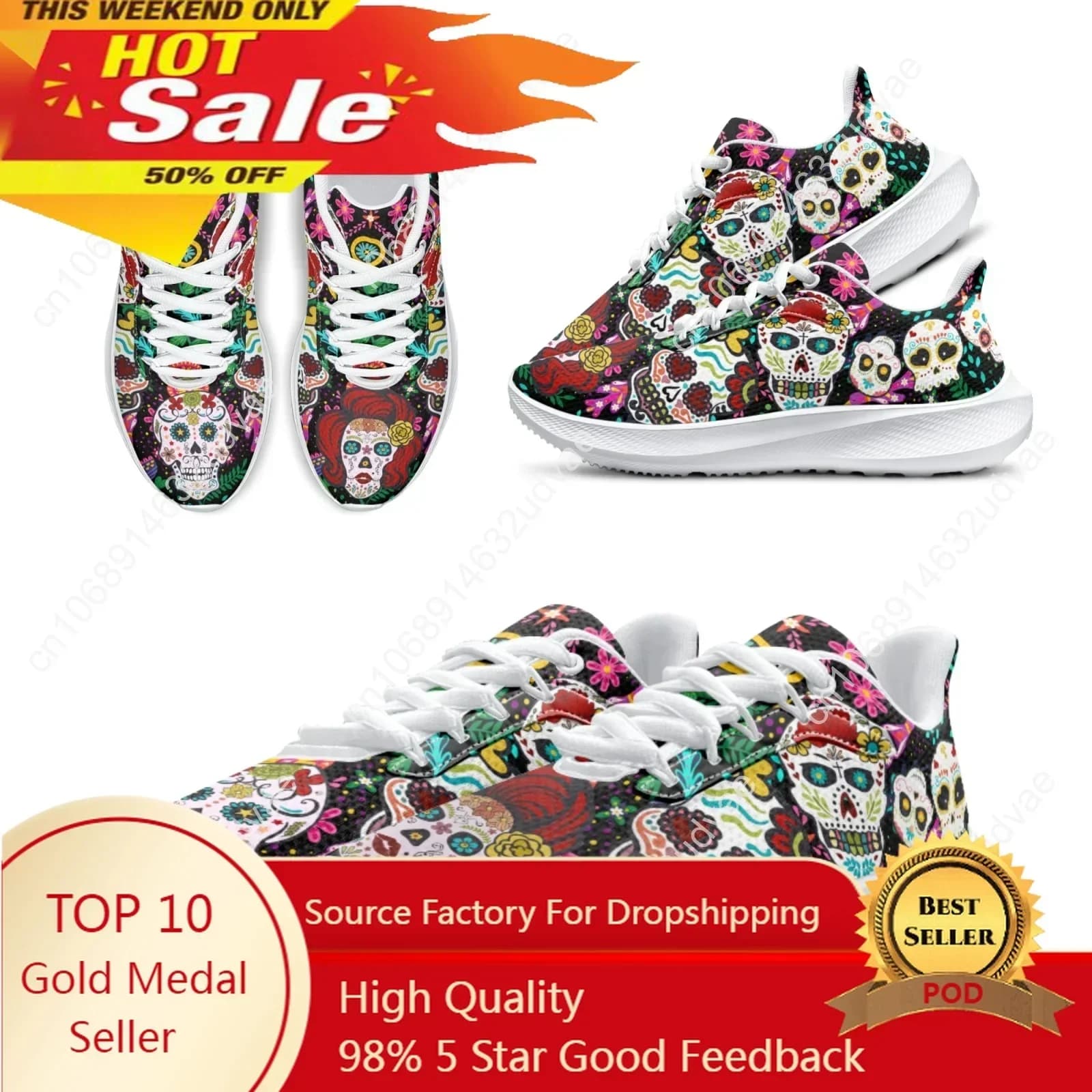 Stylish Mexican day of the dead racing skull woman shoes print sugar skull girls tennis shoes sneakers Zapatos Mujer