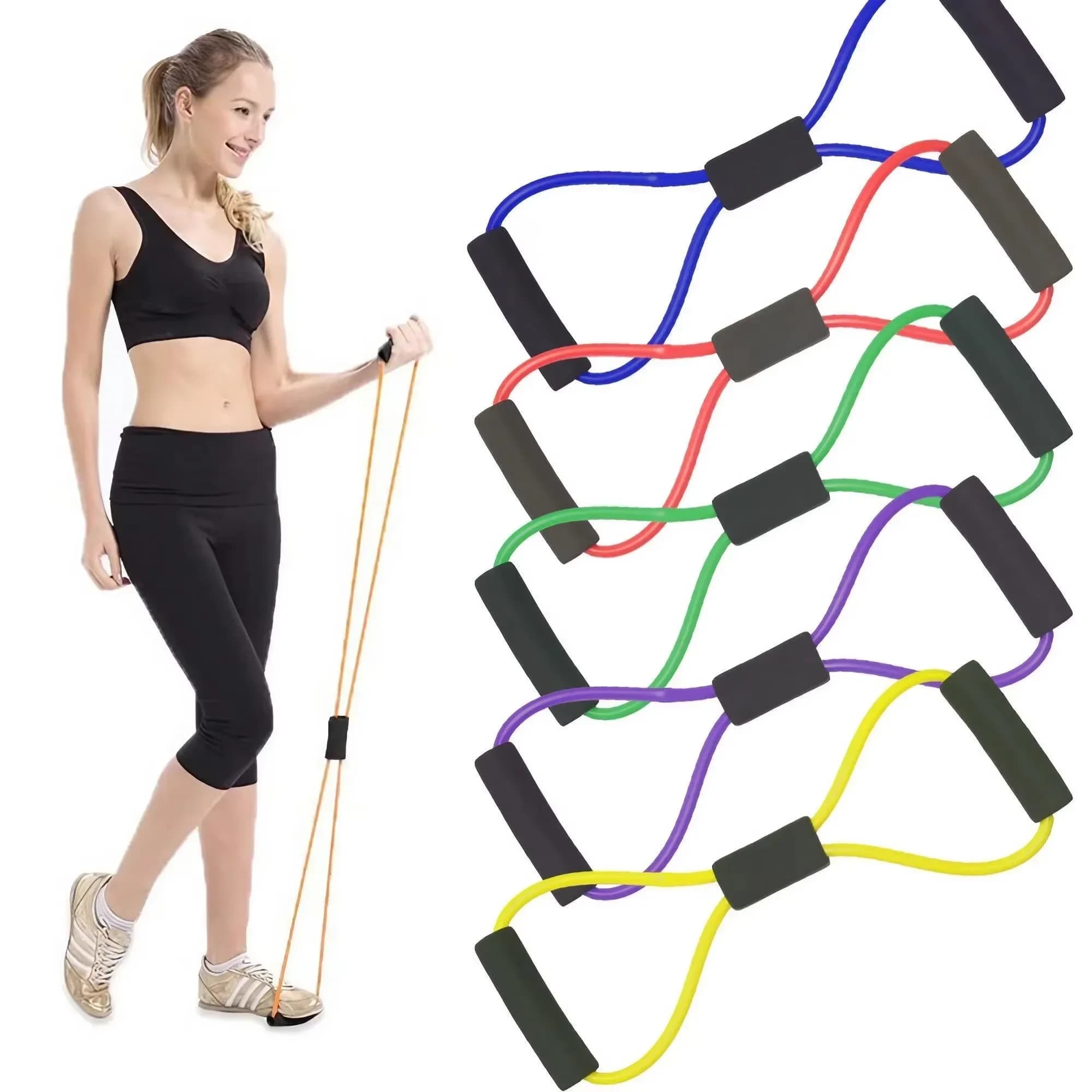8 Word Yoga Bands Exercise Stretch Itness Equipment Figure Elastic Pull Rope For Slimming Multin Fitness Straps Band Training