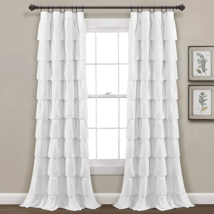 Vintage Chic Style Rustic Volant Tent for Living, Dining Room, Single Bedroom, 50W x 84L, White