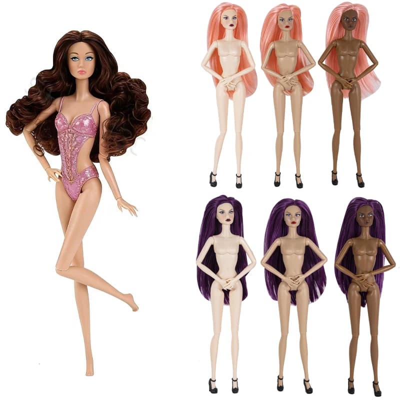 33cm Multi-jointed Babi Doll Toy 1/6 Fashion Makeup Supermodel Doll Normal/Dark Skin Long Hair Female Body+head Collection Gift