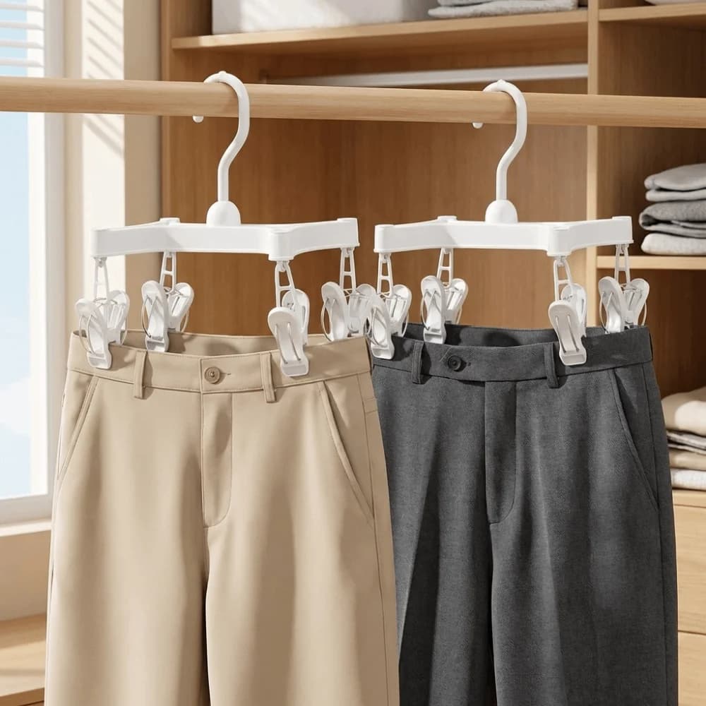 360 ° Appendiabiti Girevole a H per Pantaloni, Salvaspazio, Antivento, con Clip, Stendibiancheria per Intimo