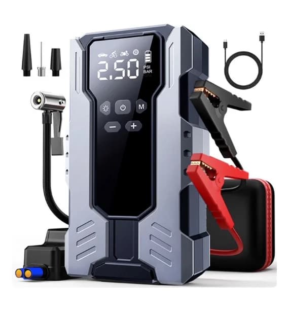 150PSI Portable Air Compressor Tire Pump with 12V Jump Starter Power Bank Flashlight