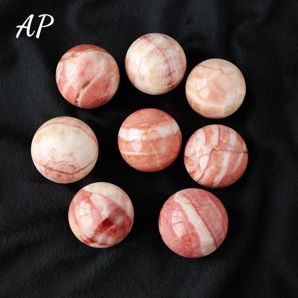 1 pz pietra di cristallo di guarigione naturale lucido rosso rodocrosite sfera di quarzo pietra di maiale sfera di cristallo decorazione della casa