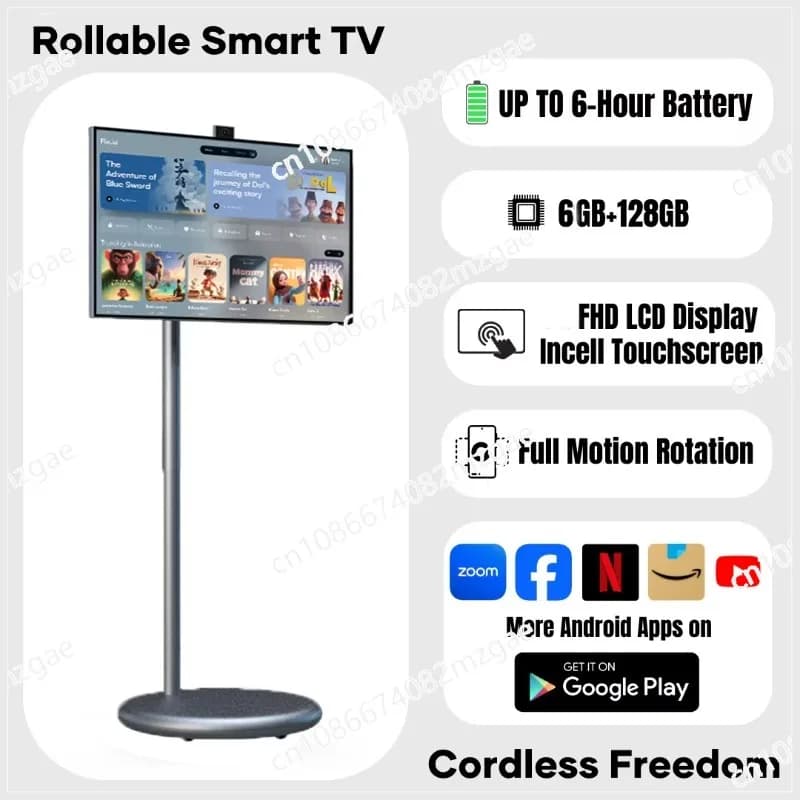 With Stand Battery Power Mobile Android TV Monitor Smart Portable TV Display Mobile LCD Monitor Digital Signal Display