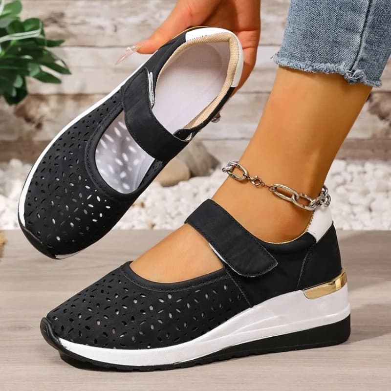 Scarpe da ginnastica con fondo spesso di grandi dimensioni di nuova moda primavera estate per donna Scarpe sportive singole con zeppa scavate casual