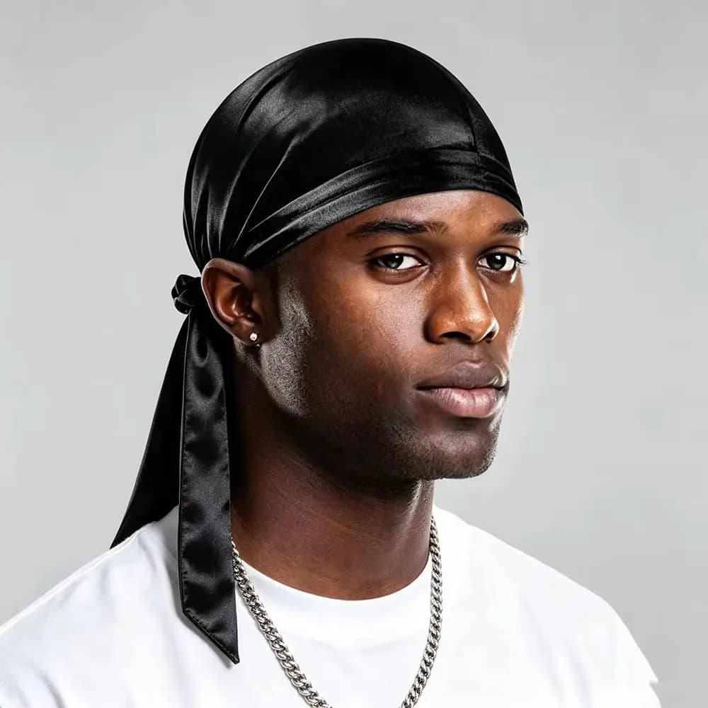 Satin Durag for Men Silky Du Rag Waves Cap Headwear Hip Hop Bandanas Chemo Turban Unisex Biker Pirate Hat Hair Accessories