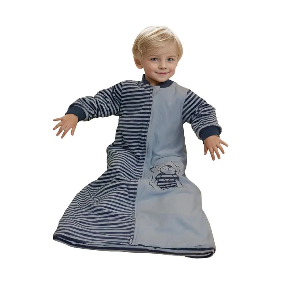 Sacco nanna a maniche lunghe per bambini, coperta indossabile in velluto 1.6-1.8 Tog, adatto per 3-5 anni, ideale per bambini attivi in primavera o autunno