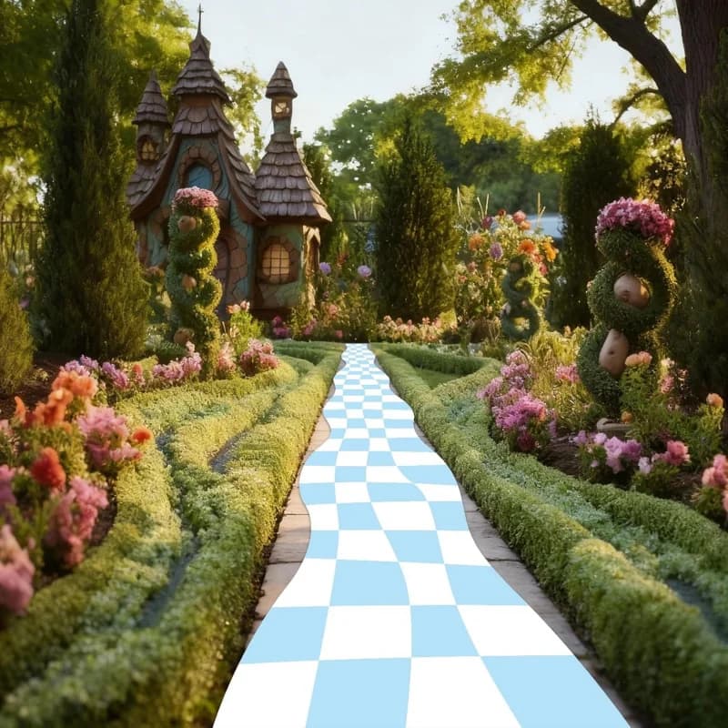 Tappeto Runner Curvo a Quadretti VIKAMA Wonderland, Tappetino Pieghevole Portatile per Bambini, Feste di Pasqua, Baby Shower, Decorazioni per la Casa