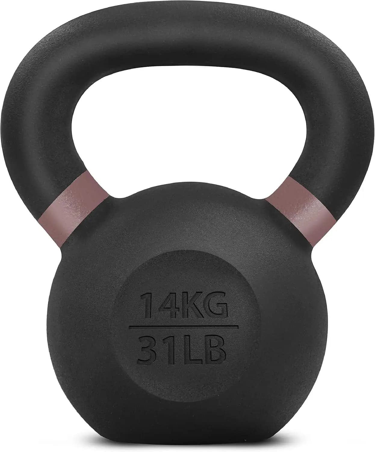 Kettlebell powder coated with anti-slip handle and flat bottom for strength training, options from 9 pounds to 71 pounds