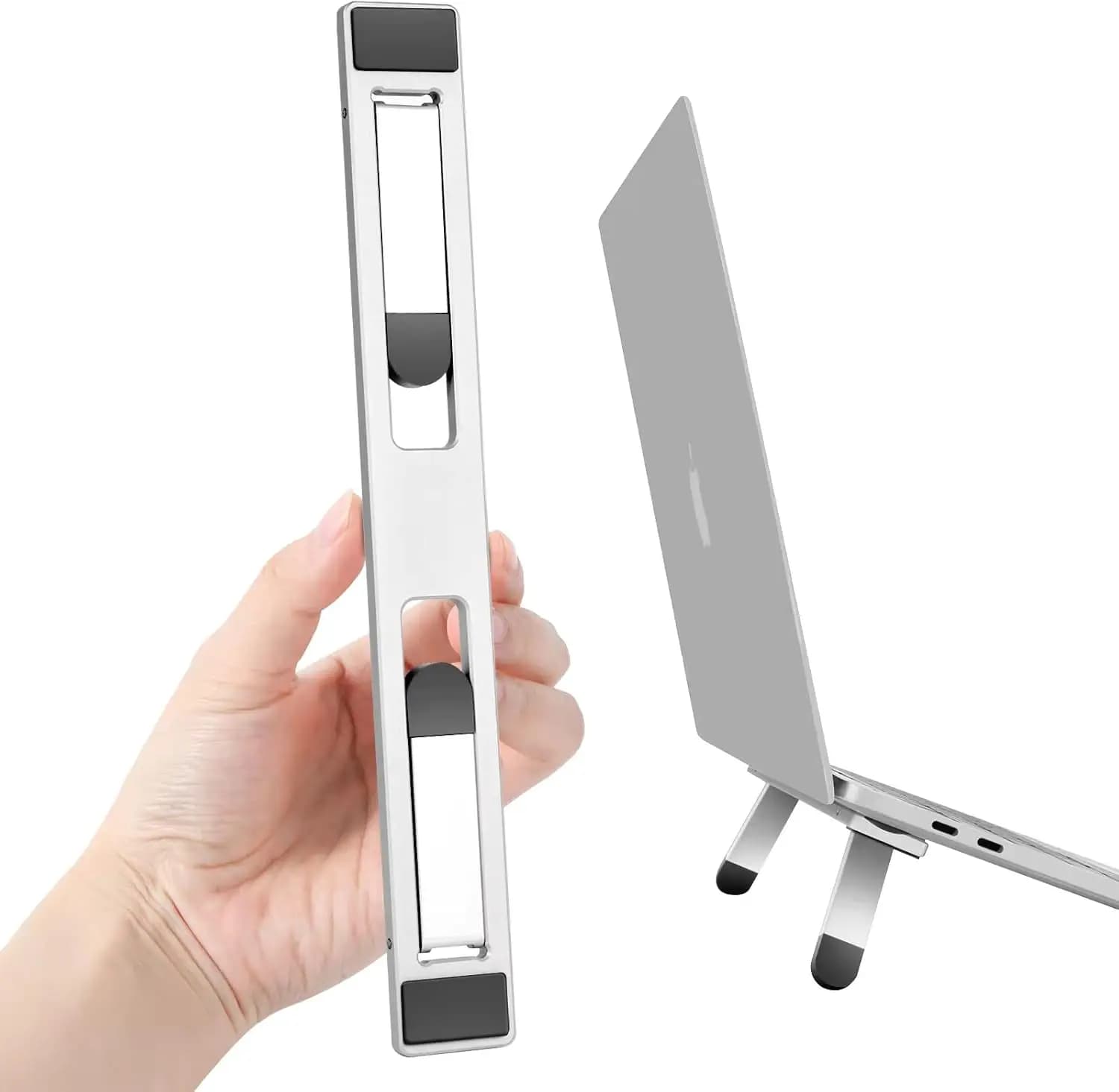 Supporto per Laptop Regolabile e Pieghevole con Piedini Autoadesivi, per Modelli da 10-17 Pollici, Rialzo Portatile per Scrivania