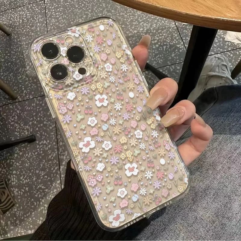 Cover Morbida Rosa Bianca con Stampa Floreale Piccola per iPhone 17 Pro Max 17 Air 16 15 14 11 13 12 Pro Max Mini XS Max XS XR X