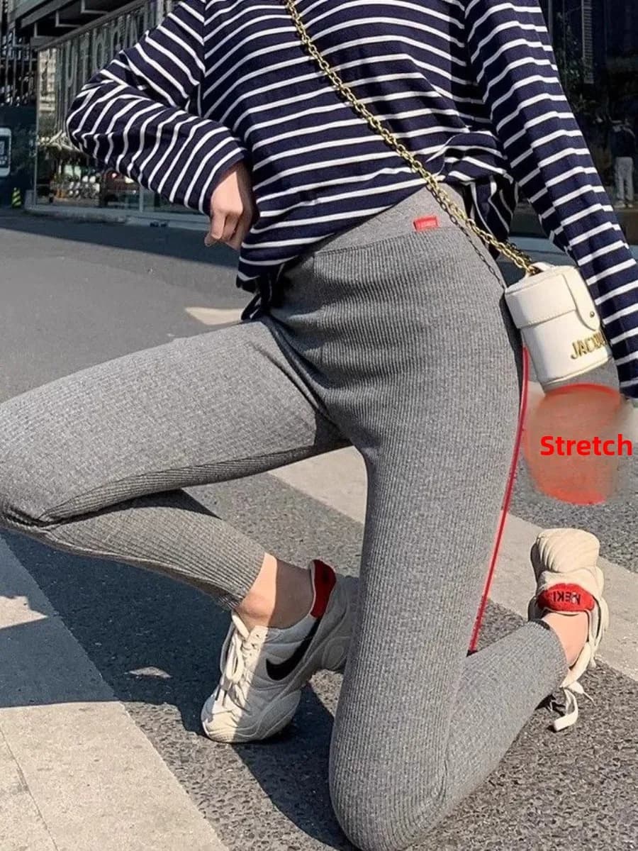 Leggings Fitness Stile Coreano Versatili con Fodera in Pile Spesso, Abbigliamento Esterno da Donna Autunno Inverno, Aderenti ed Elastici con Supporto al Ginocchio