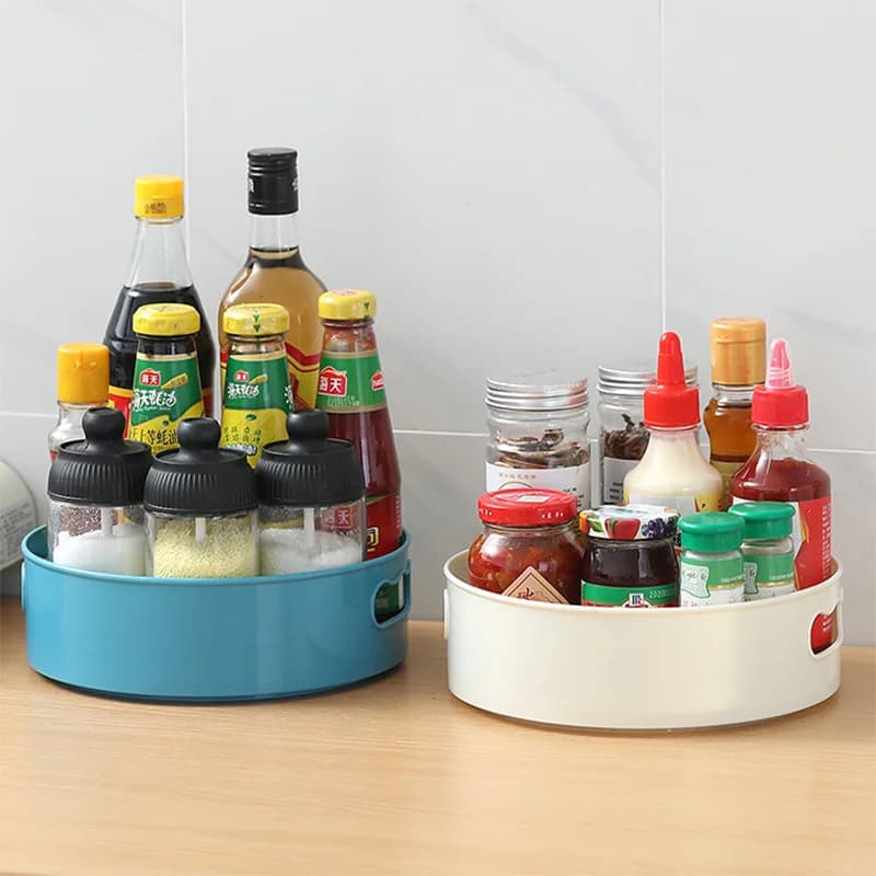 360 rotating tray turntable containers for kitchen preservation spices Snack fruit trays for food preservation organizer of the non-slip bath tray