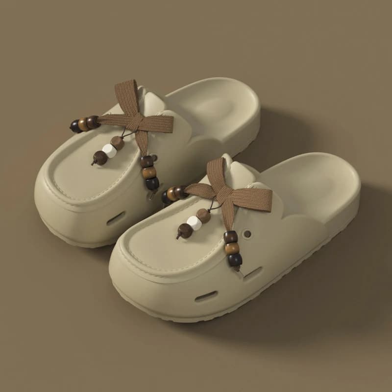 Mules Platform Donna Ciabatte Estive 2026 con Punta Chiusa Zoccoli di Lusso Firmati Scarpe Donna con Fiocco Casual da Interno ed Esterno