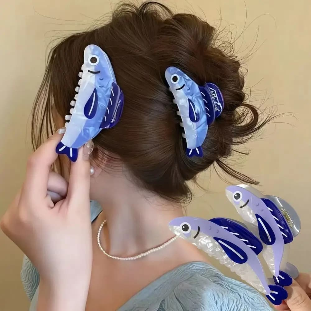 Fermaglio per capelli a forma di sardina alla moda, antiscivolo, leggero, design semplice a cartone animato, accessori per capelli da ragazza