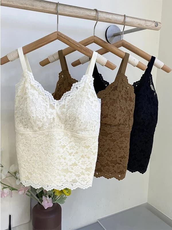 Canotta in Pizzo da Donna, Intimo Termico Invernale Spesso e Caldo con Imbottitura Integrata, Scollo a V Senza Maniche