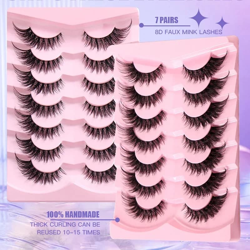 Nuove ciglia finte trasparenti Terrier Fox Eye 7 paia di ciglia da palcoscenico per trucco quotidiano allungamento della coda dell'occhio all'ingrosso