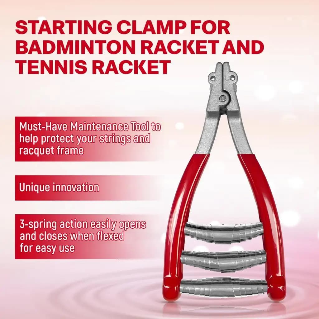 Morsetto per incordatura racchette, strumento a molla robusto per la manutenzione delle corde di racchette da tennis e badminton