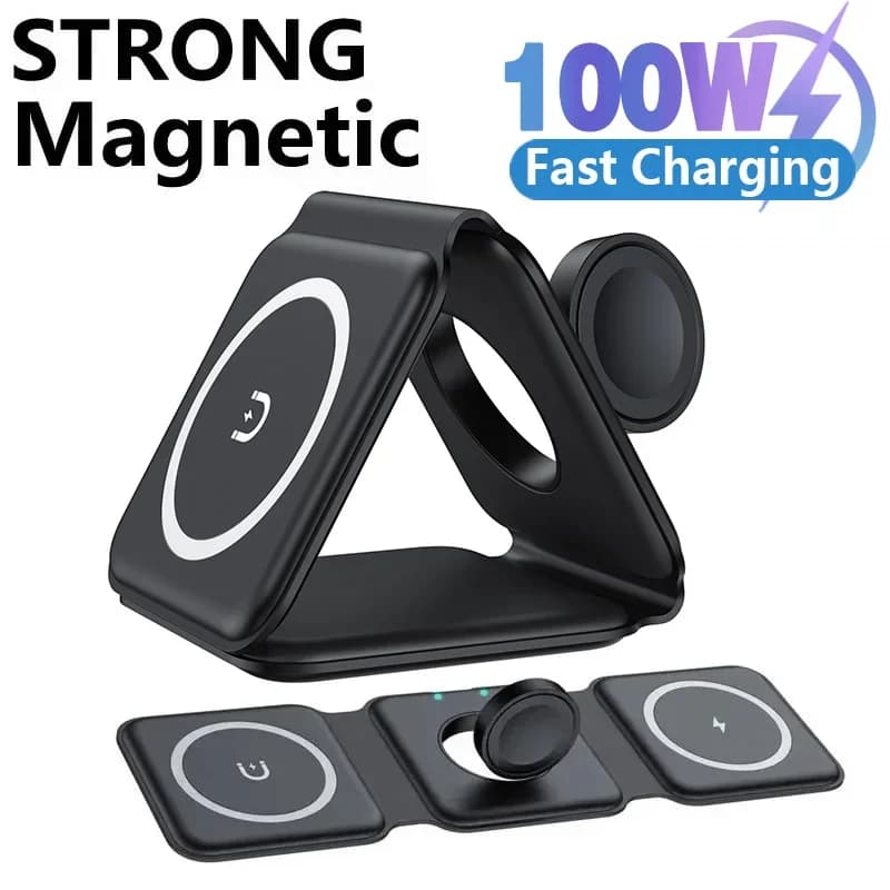 3 in 1 Magnetic Wireless Charger Support for iPhone 15 14 13 Pro Max Dock Station Quick Charging for Apple Watch AirPods